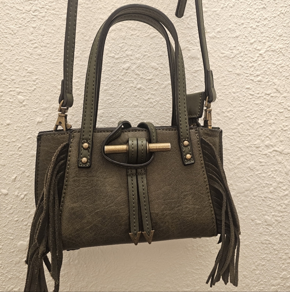 Women's Green Mini Fringe Handbag